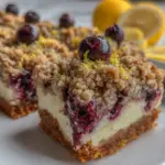blueberry lemon crumble cheesecake bars - featured image