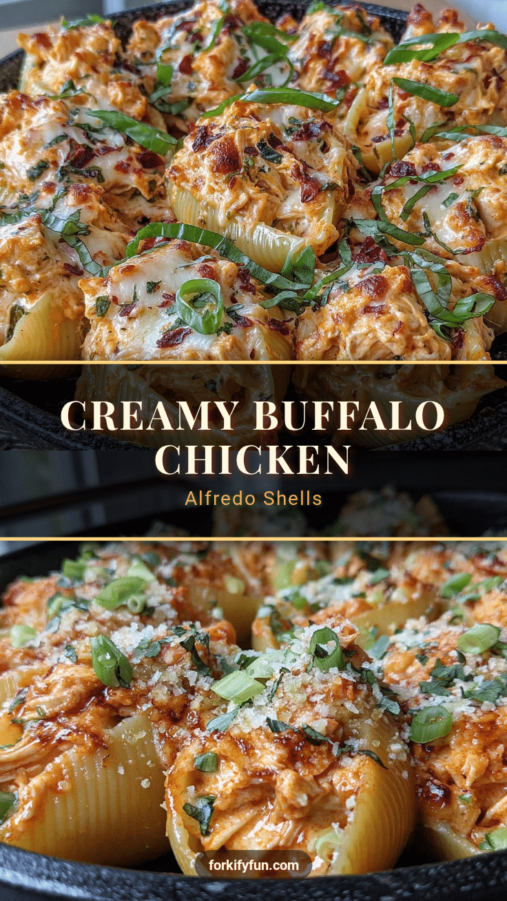 Buffalo Chicken Alfredo Stuffed Shells recipe