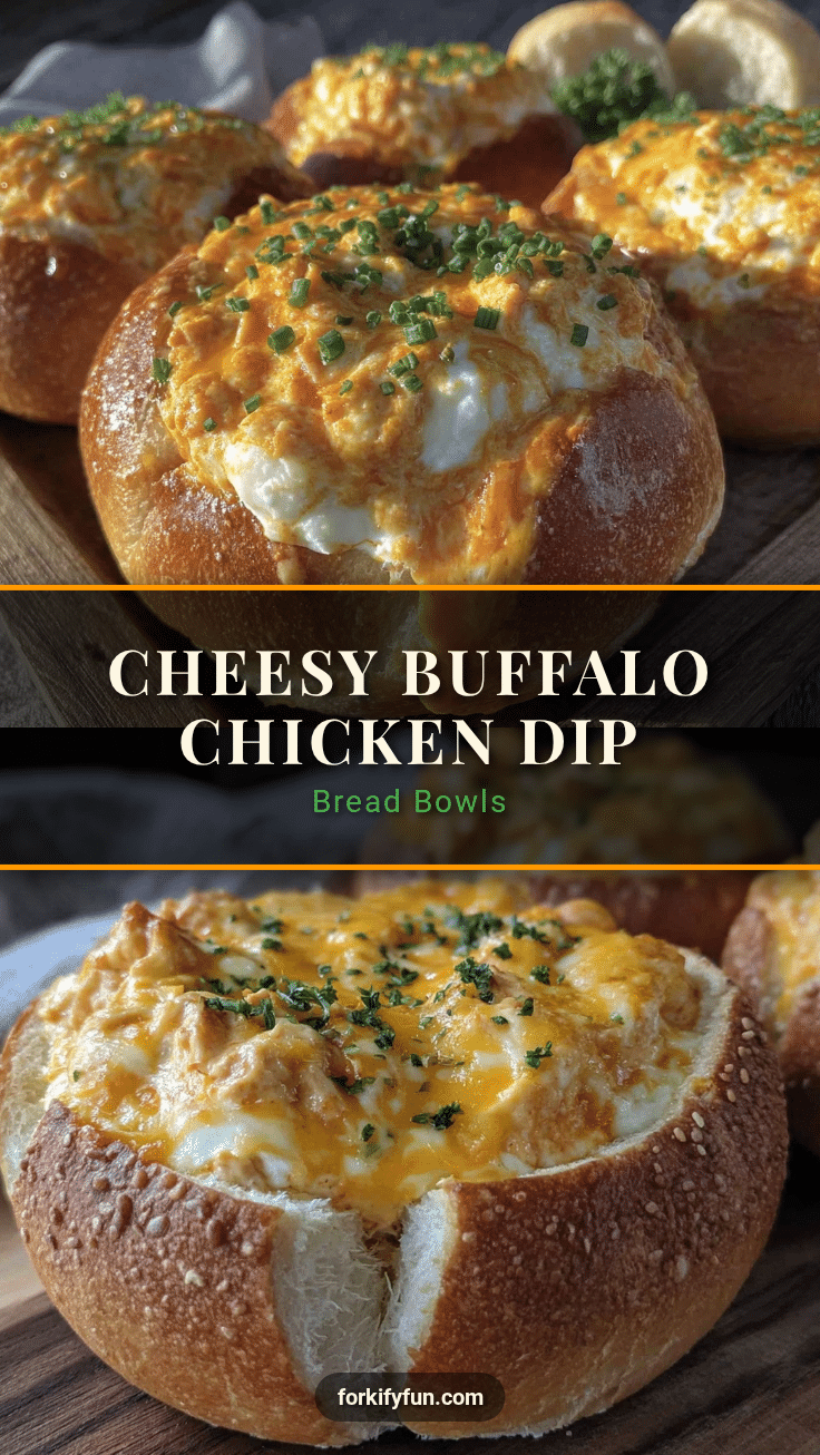 Buffalo chicken dip stuffed bread bowls recipe