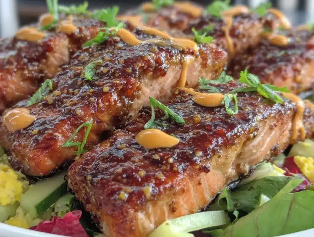 buffalo party bowl with miso-glazed salmon - featured image