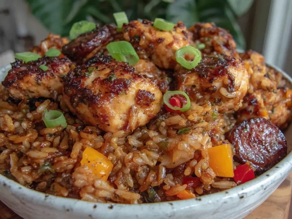 Cajun chicken dirty rice bowl - featured image