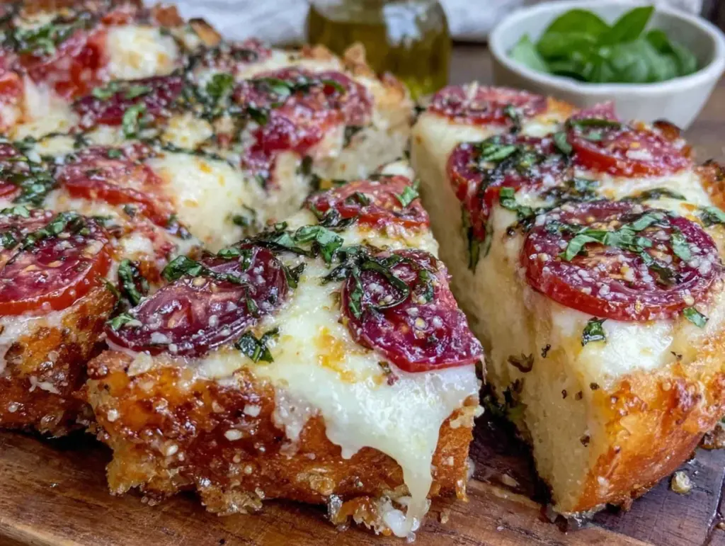 Caprese garlic bread pizza - featured image
