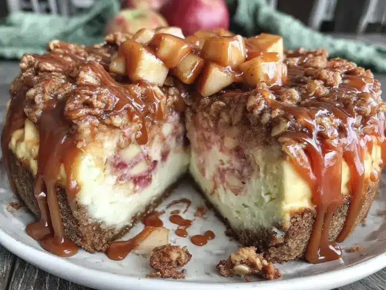 Caramel Apple Crisp Cheesecake - featured image