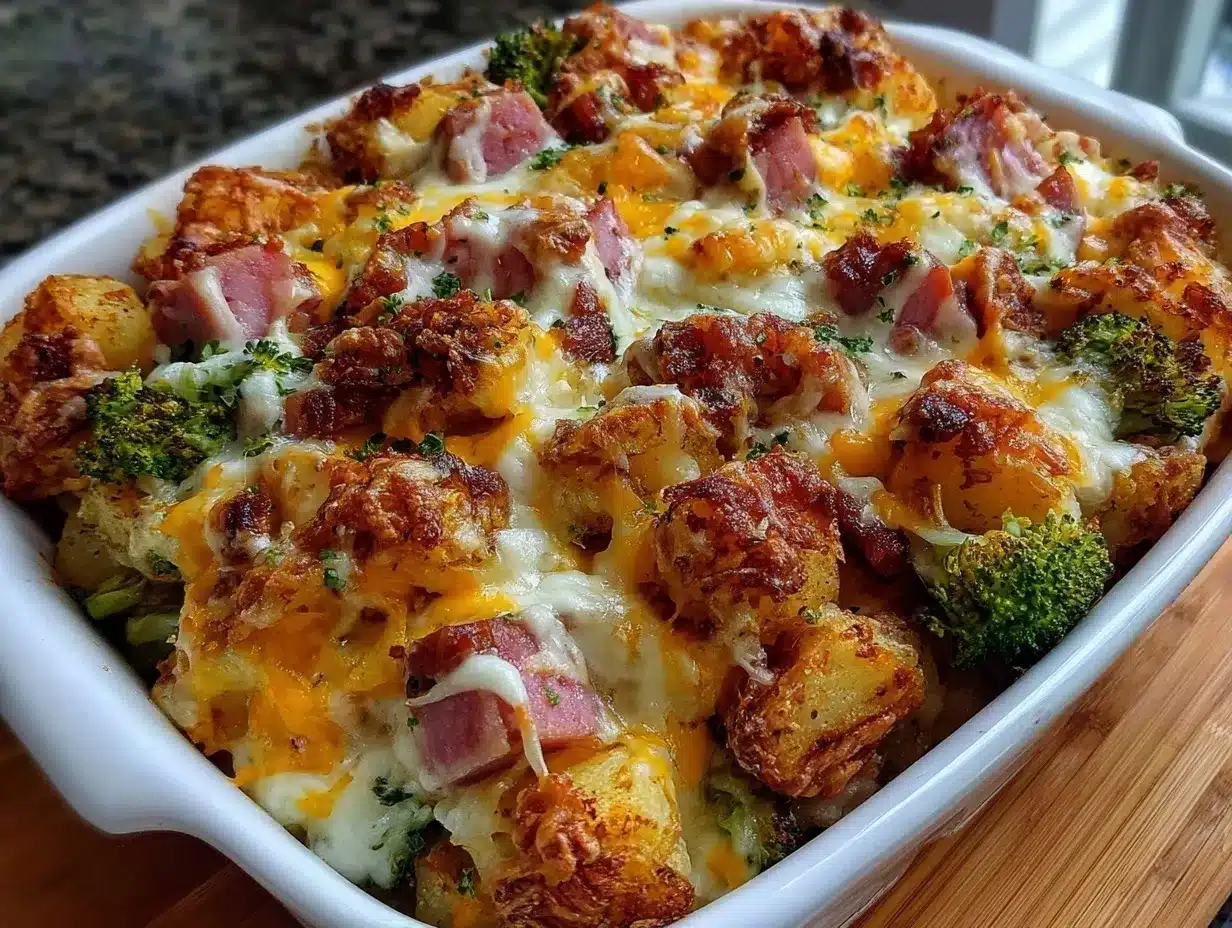 Cheesy Broccoli Ham Potato Casserole preparation steps