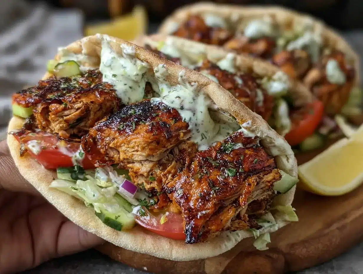Chicken Shawarma Pita Wraps preparation steps