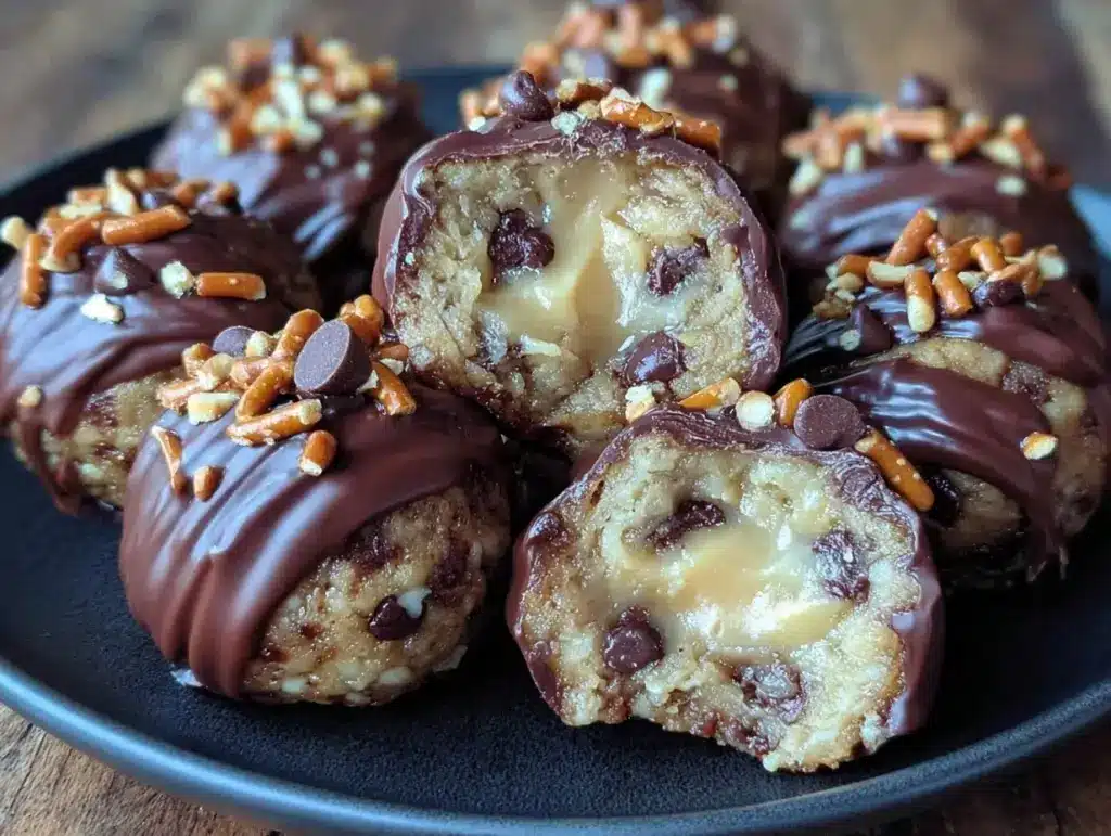 chocolate chip cookie dough protein balls - featured image