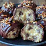 chocolate chip cookie dough protein balls - featured image