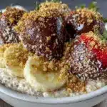 chocolate covered strawberries chia pudding bowl - featured image