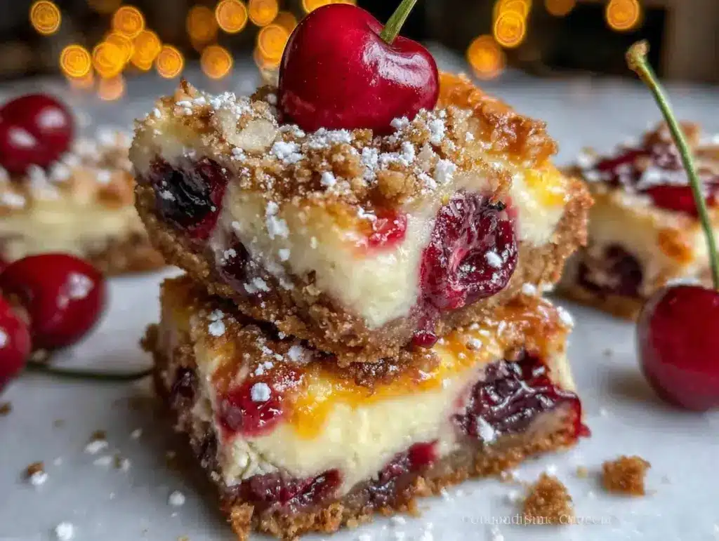 creamy cherry cheesecake bars - featured image