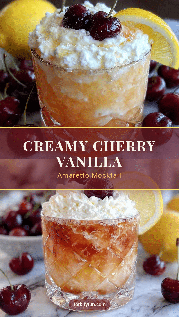 creamy cherry vanilla amaretto sour mocktail recipe