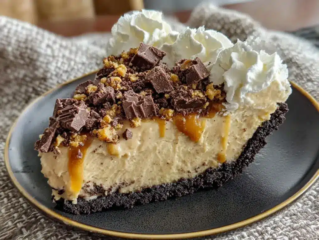 creamy chocolate peanut butter cream pie - featured image