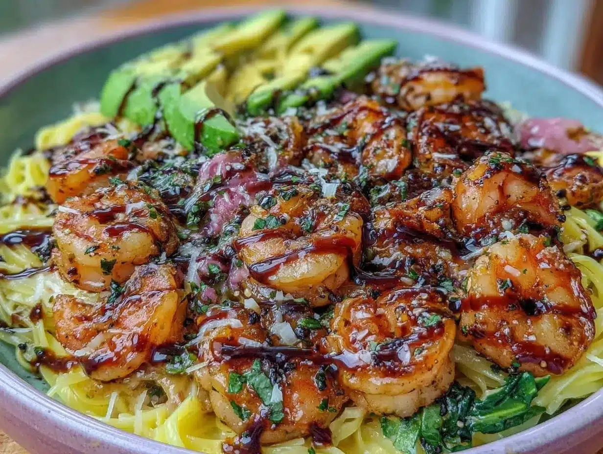 creamy shrimp scampi dinner bowl preparation steps