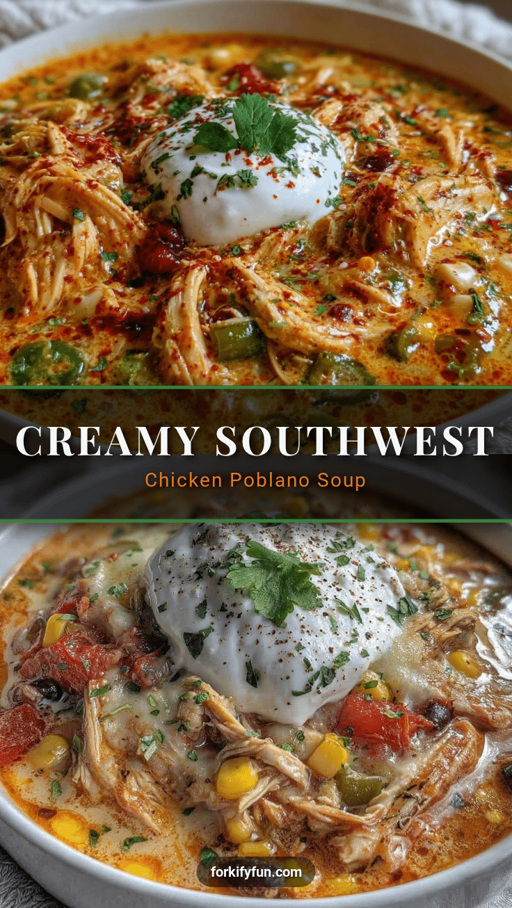 Creamy Southwest Chicken Poblano Soup recipe