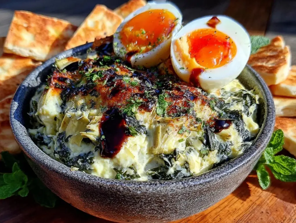 creamy spinach-artichoke party bowl - featured image
