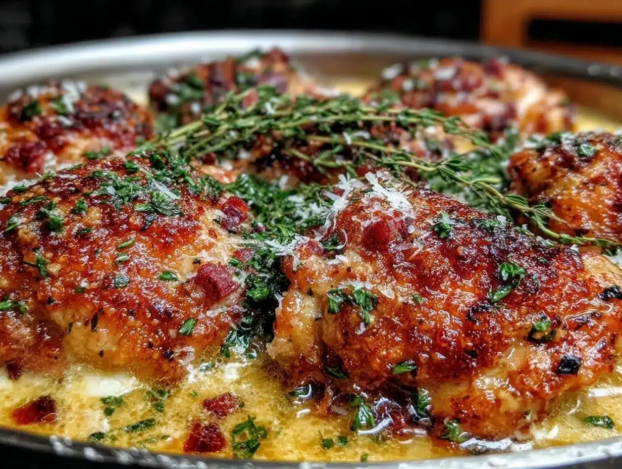 creamy Tuscan garlic chicken thighs preparation steps