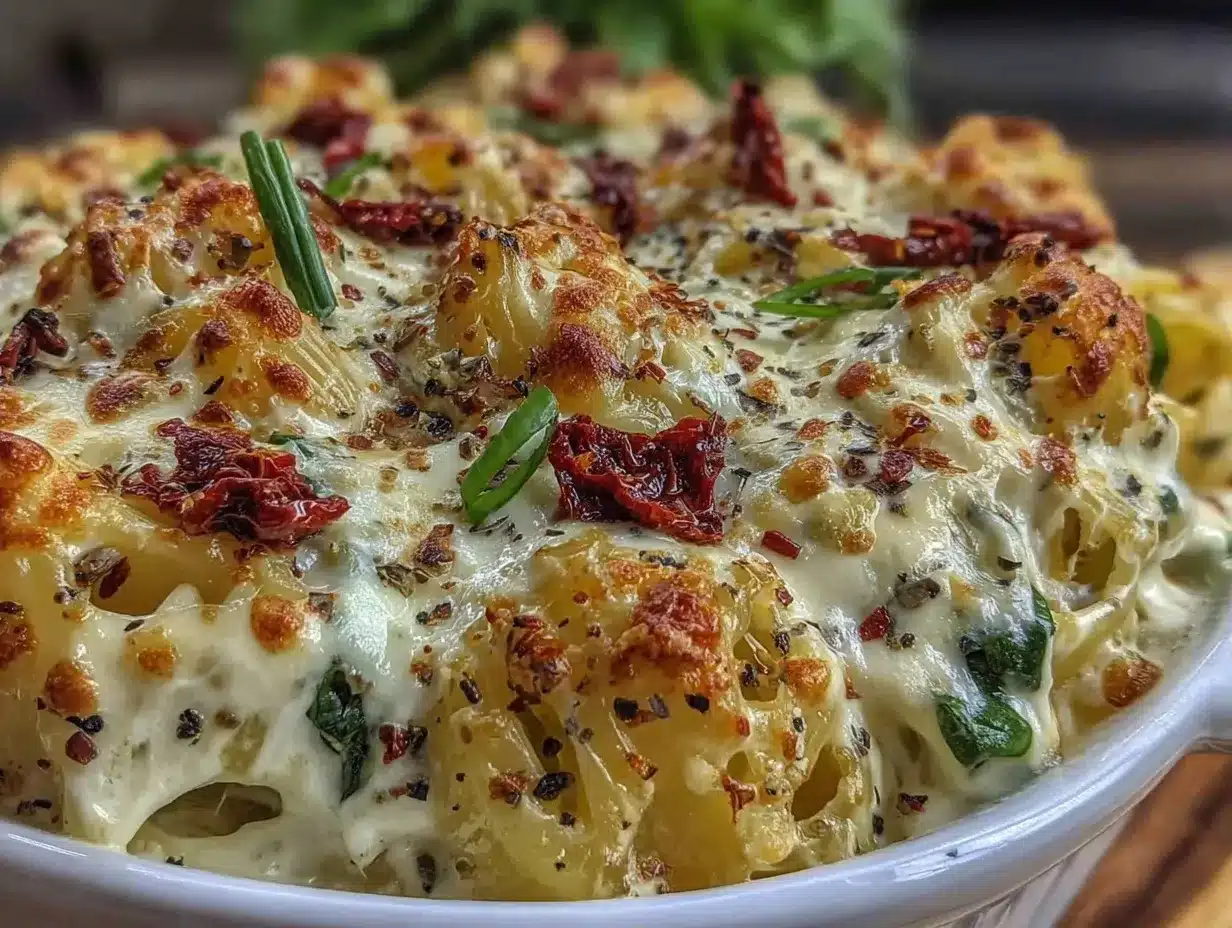 Creamy Tuscan Spinach Pasta Bake preparation steps