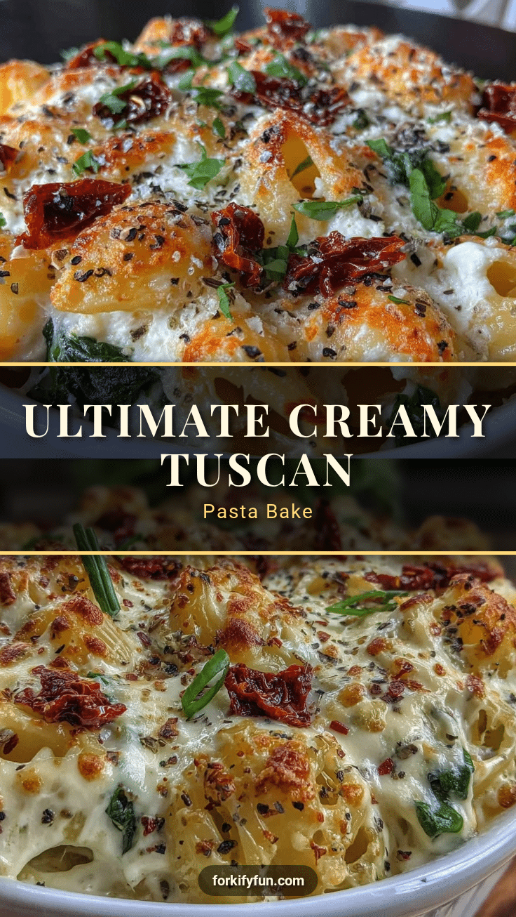 Creamy Tuscan Spinach Pasta Bake recipe