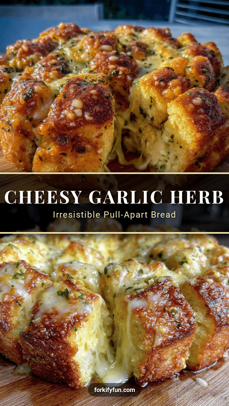 crispy cheesy garlic herb pull-apart bread recipe