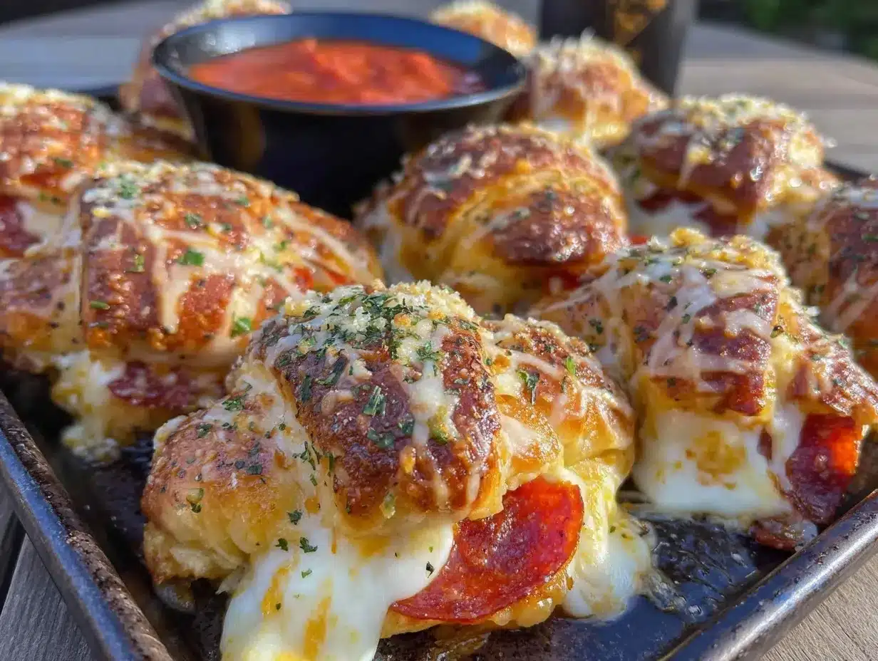 crispy cheesy pepperoni crescent pizza rolls preparation steps