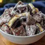 crispy cookies and cream puppy chow snack mix - featured image