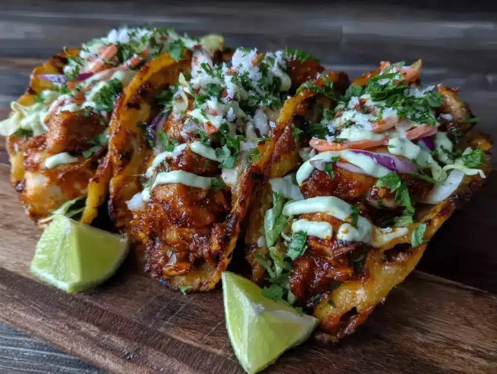 crispy honey chipotle chicken tacos - featured image