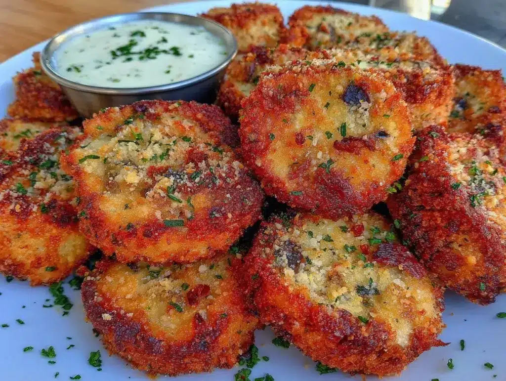 crispy parmesan ranch fried mushrooms - featured image