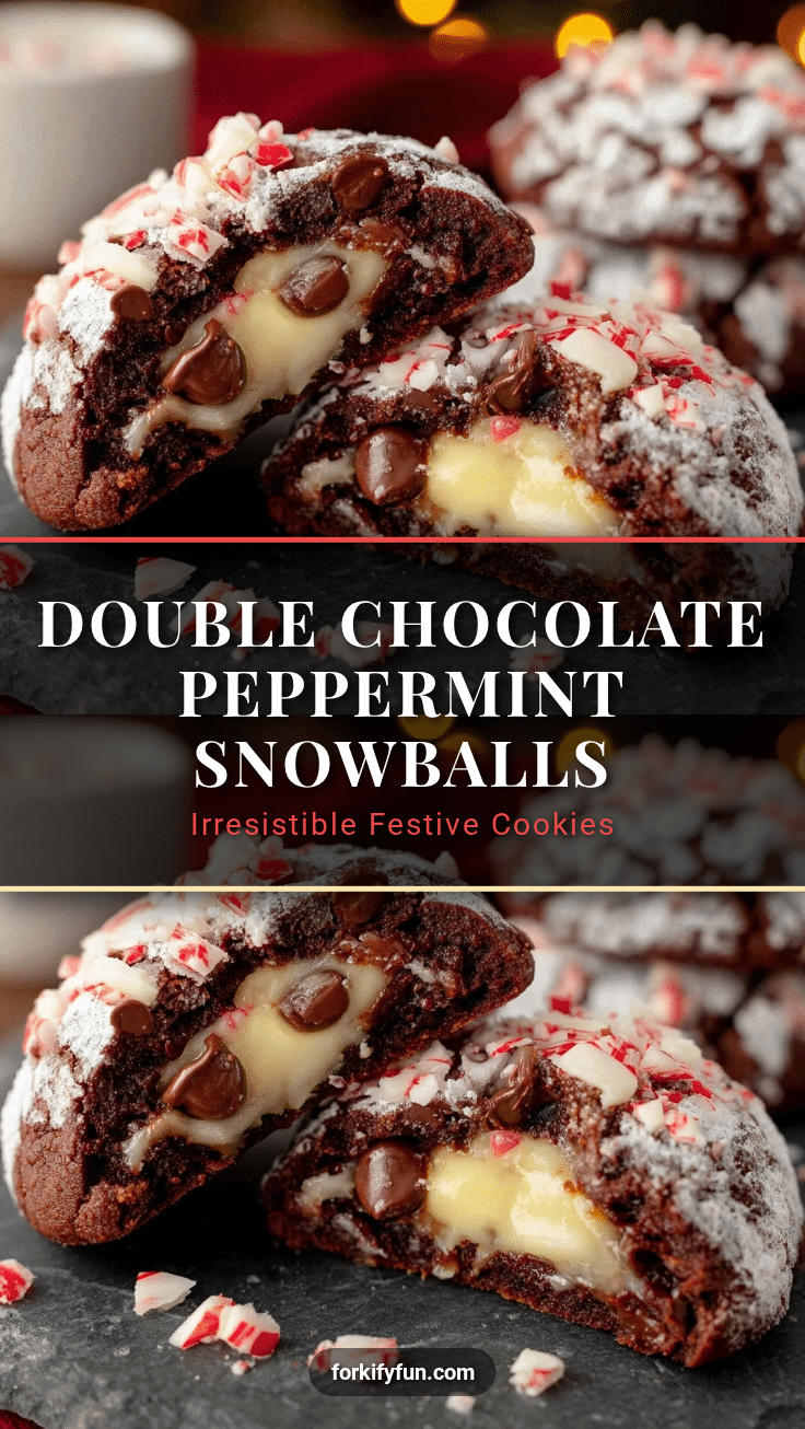 double chocolate peppermint snowball cookies recipe