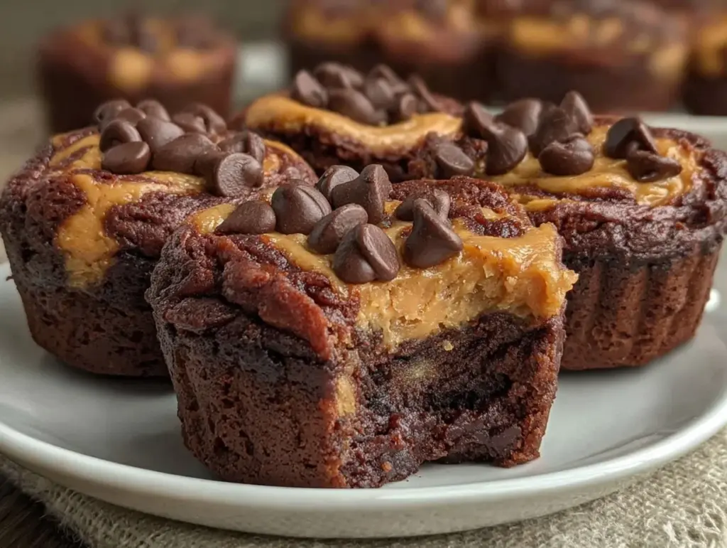 Fudgy Peanut Butter Swirl Protein Brownie Bites - featured image