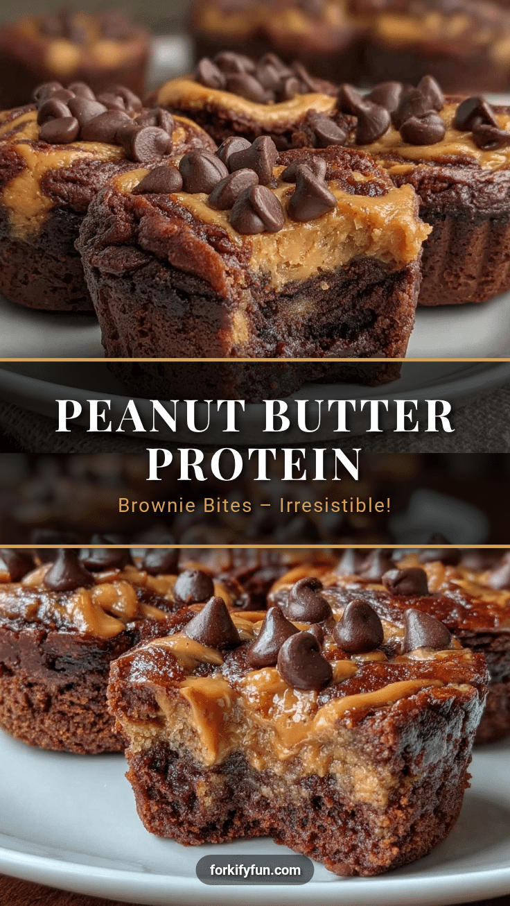 Fudgy Peanut Butter Swirl Protein Brownie Bites recipe