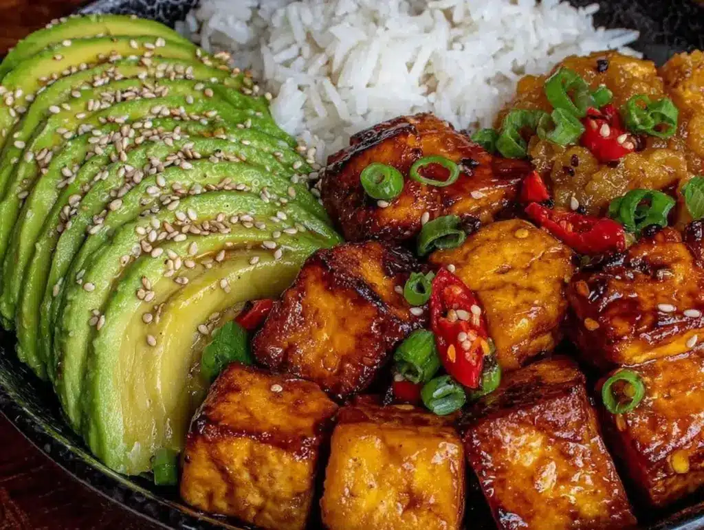 ginger garlic tofu bowl - featured image