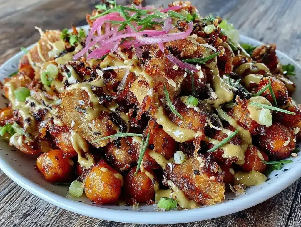 harissa chickpeas dinner bowl - featured image