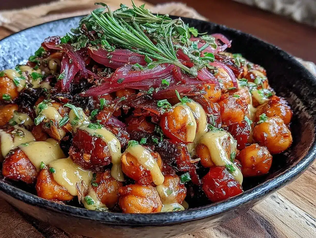 harissa chickpeas dinner bowl preparation steps