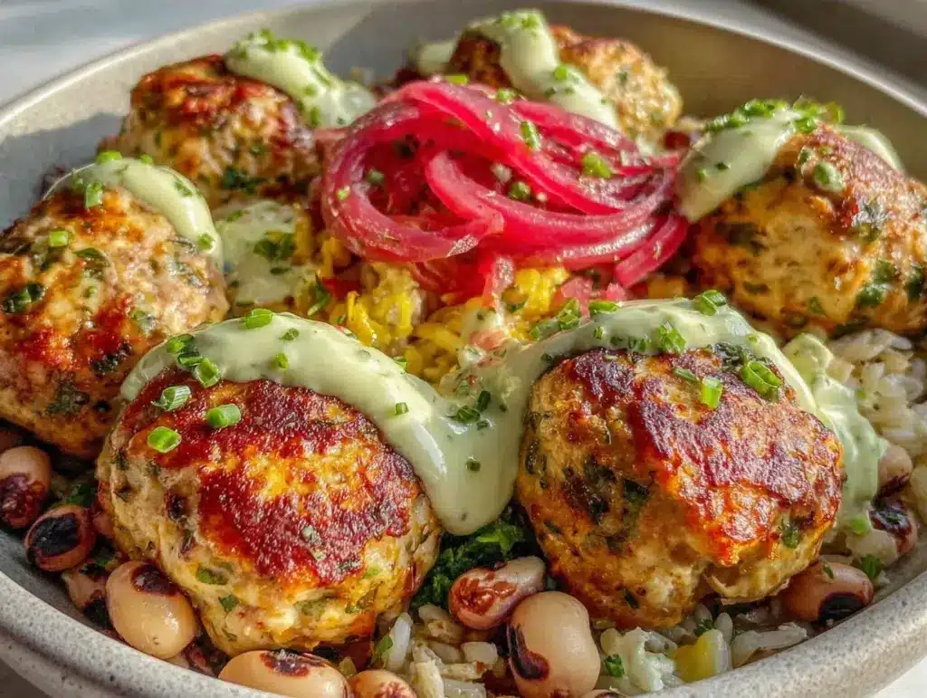 Hoppin John nourish bowl turkey meatballs - featured image
