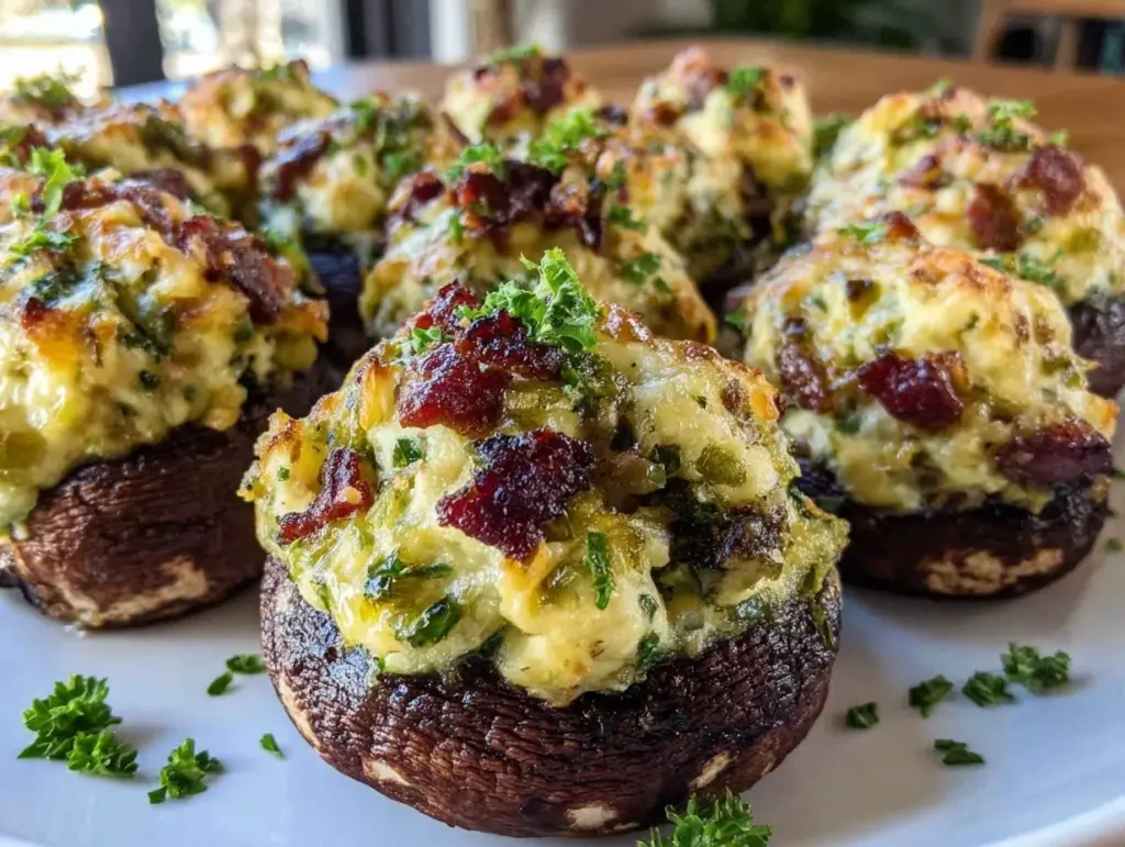 jalapeño popper stuffed mushrooms - featured image