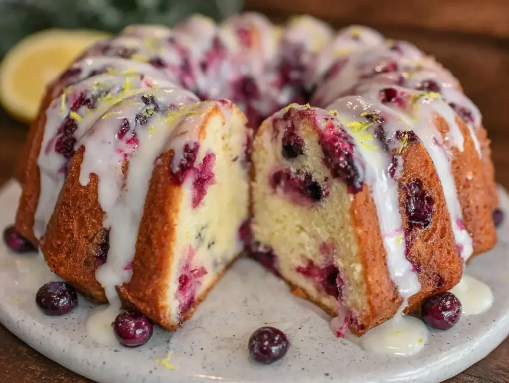 lemon blueberry yogurt bundt cake - featured image