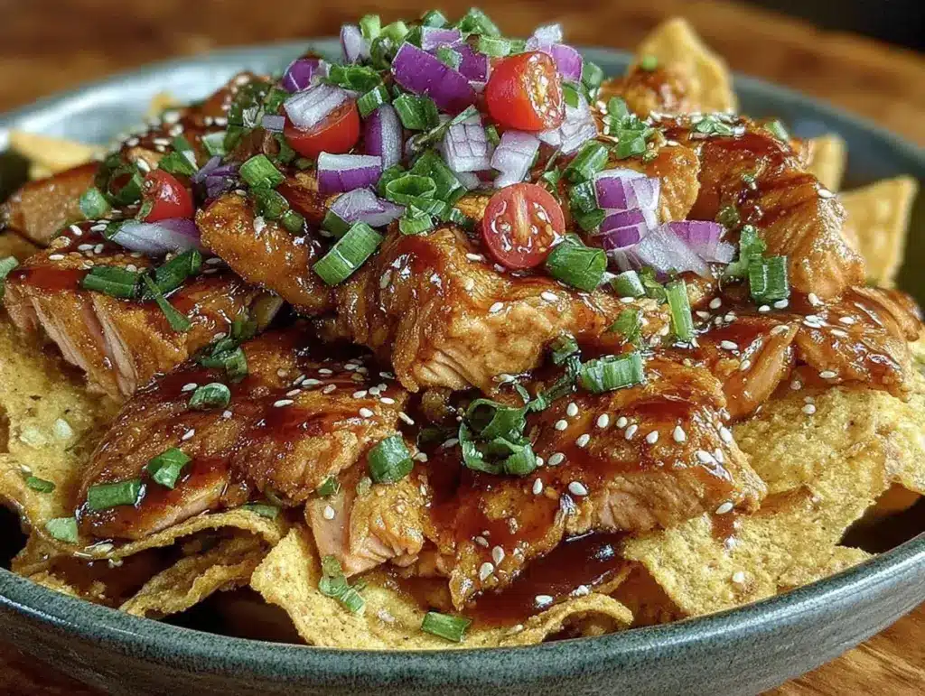 Loaded Nacho Party Bowl with Miso-Glazed Salmon - featured image