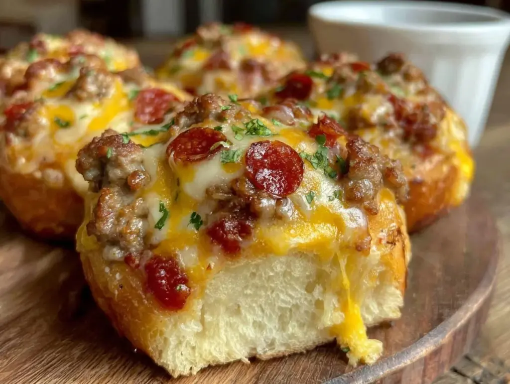 loaded pizza stuffed bread rolls - featured image