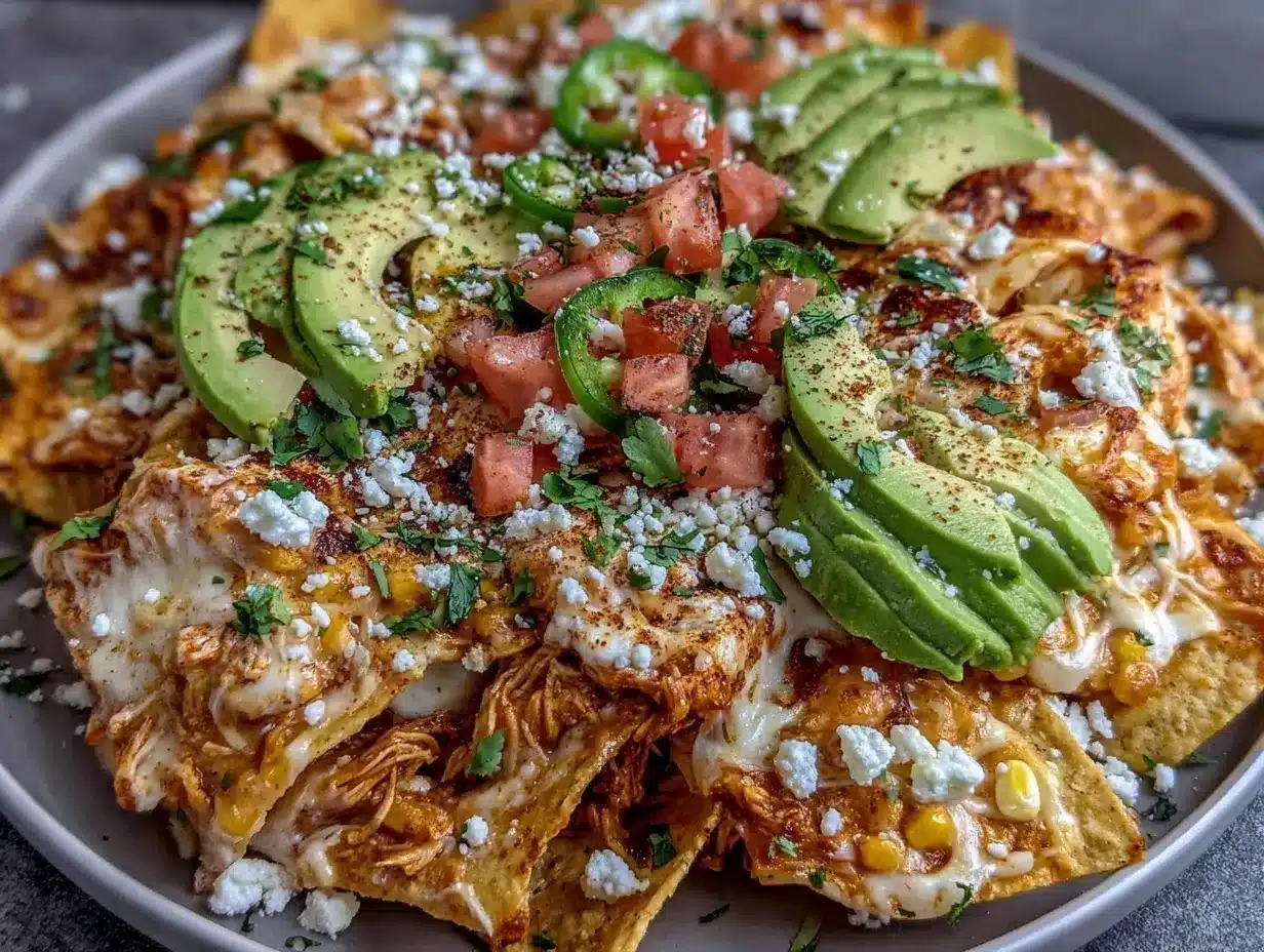 Mexican Street Corn Chicken Chili Nachos preparation steps