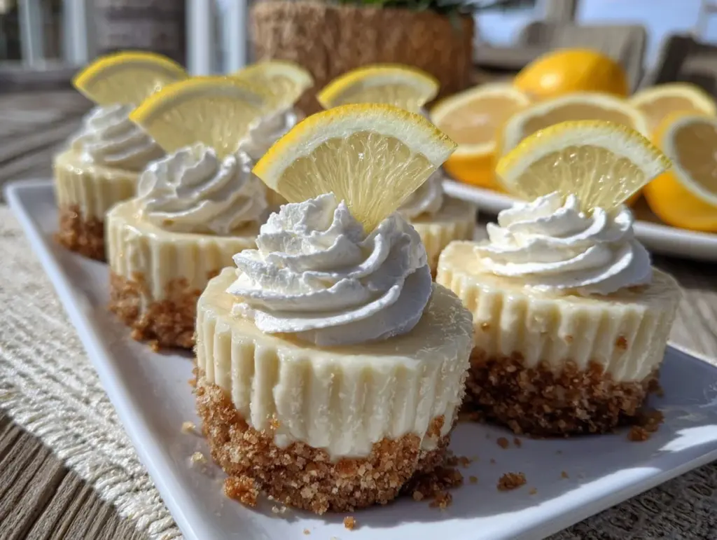 mini no bake lemon cheesecake pies - featured image