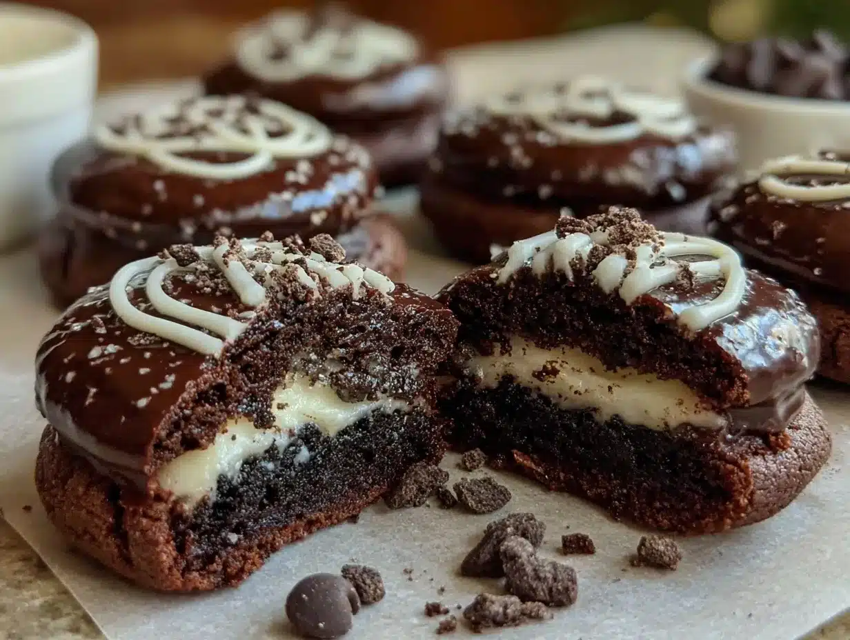 Oreo-Stuffed Hostess Cupcake Cookies preparation steps