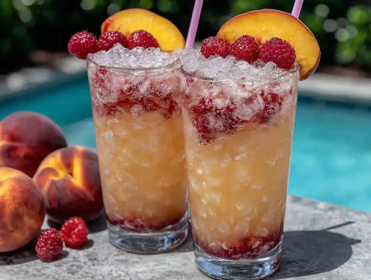 peach raspberry layered lemonade mocktail preparation steps