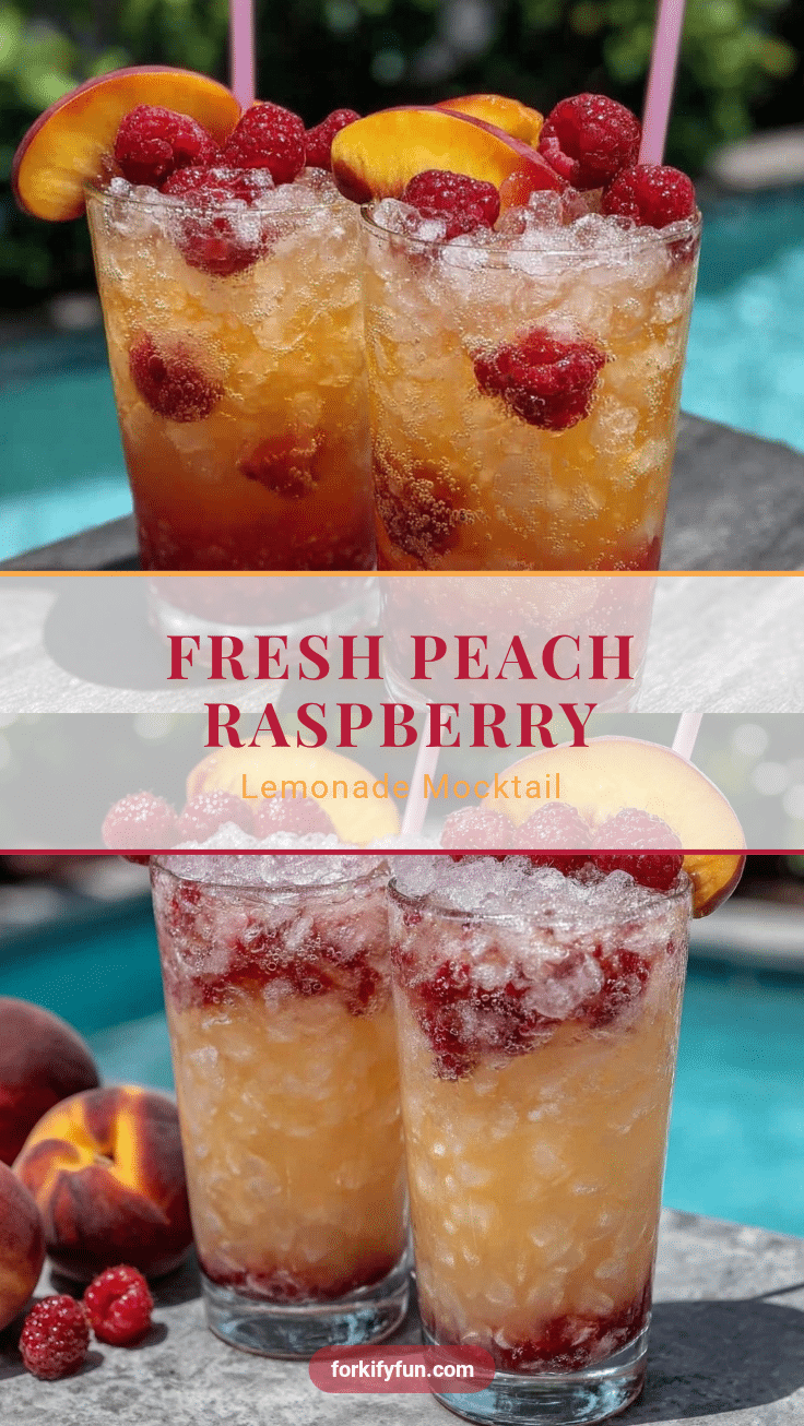 peach raspberry layered lemonade mocktail recipe