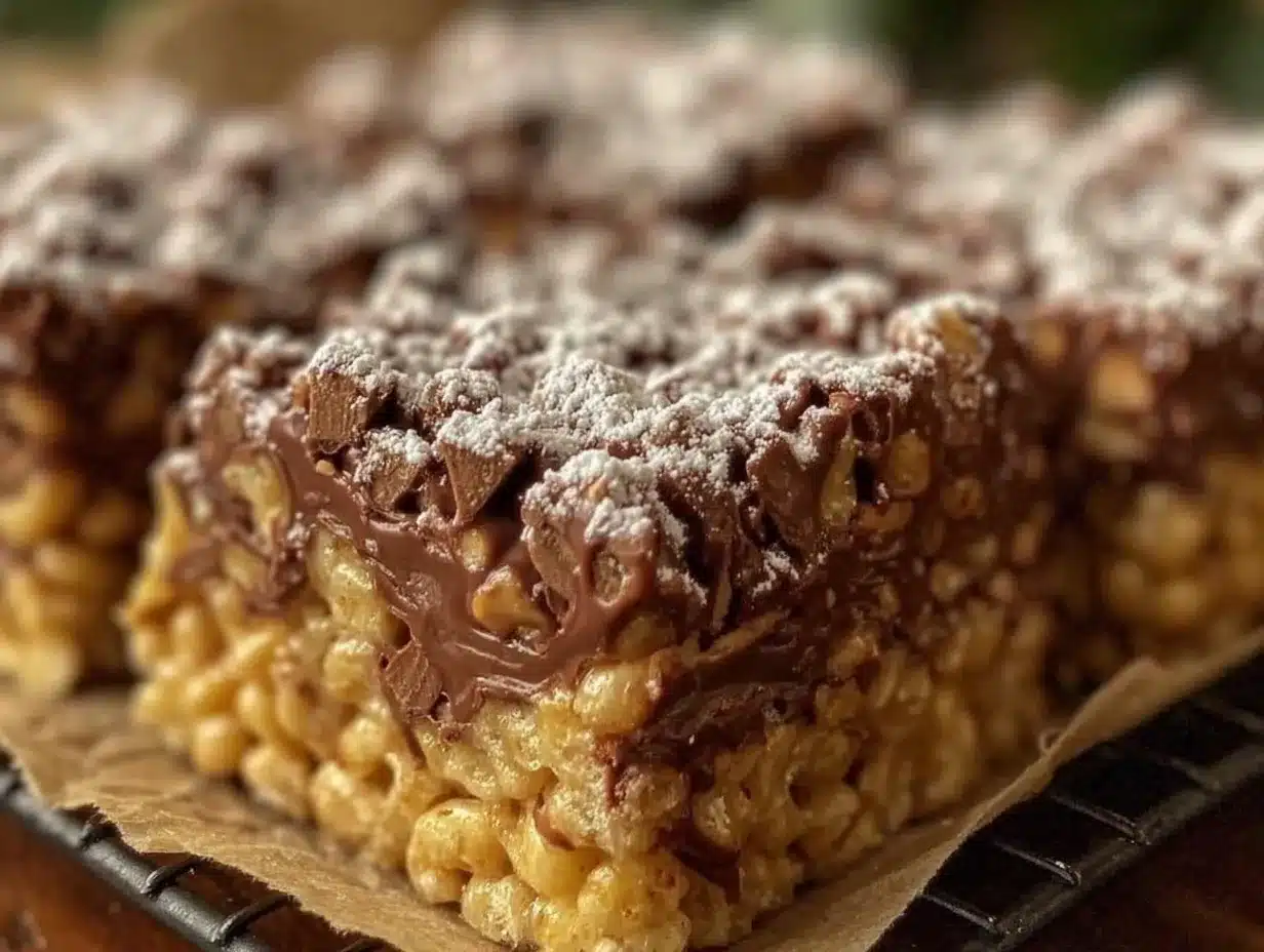 Peanut Butter Cup Muddy Buddy Rice Krispie Bars preparation steps