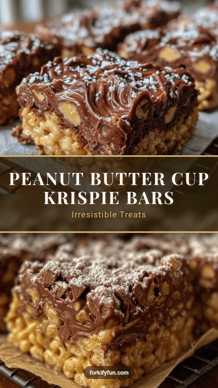 Peanut Butter Cup Muddy Buddy Rice Krispie Bars recipe