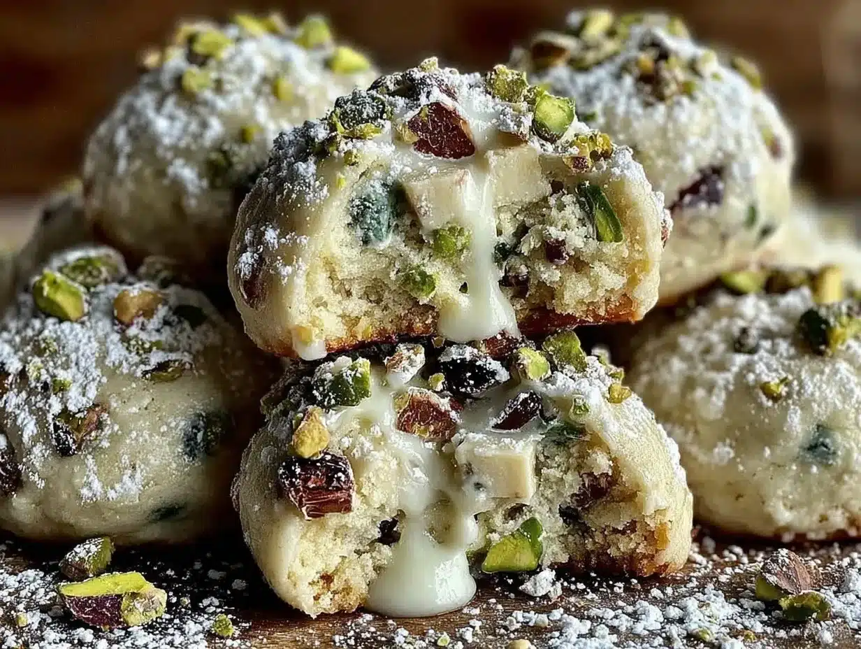 Pistachio White Chocolate Snowball Cookies preparation steps