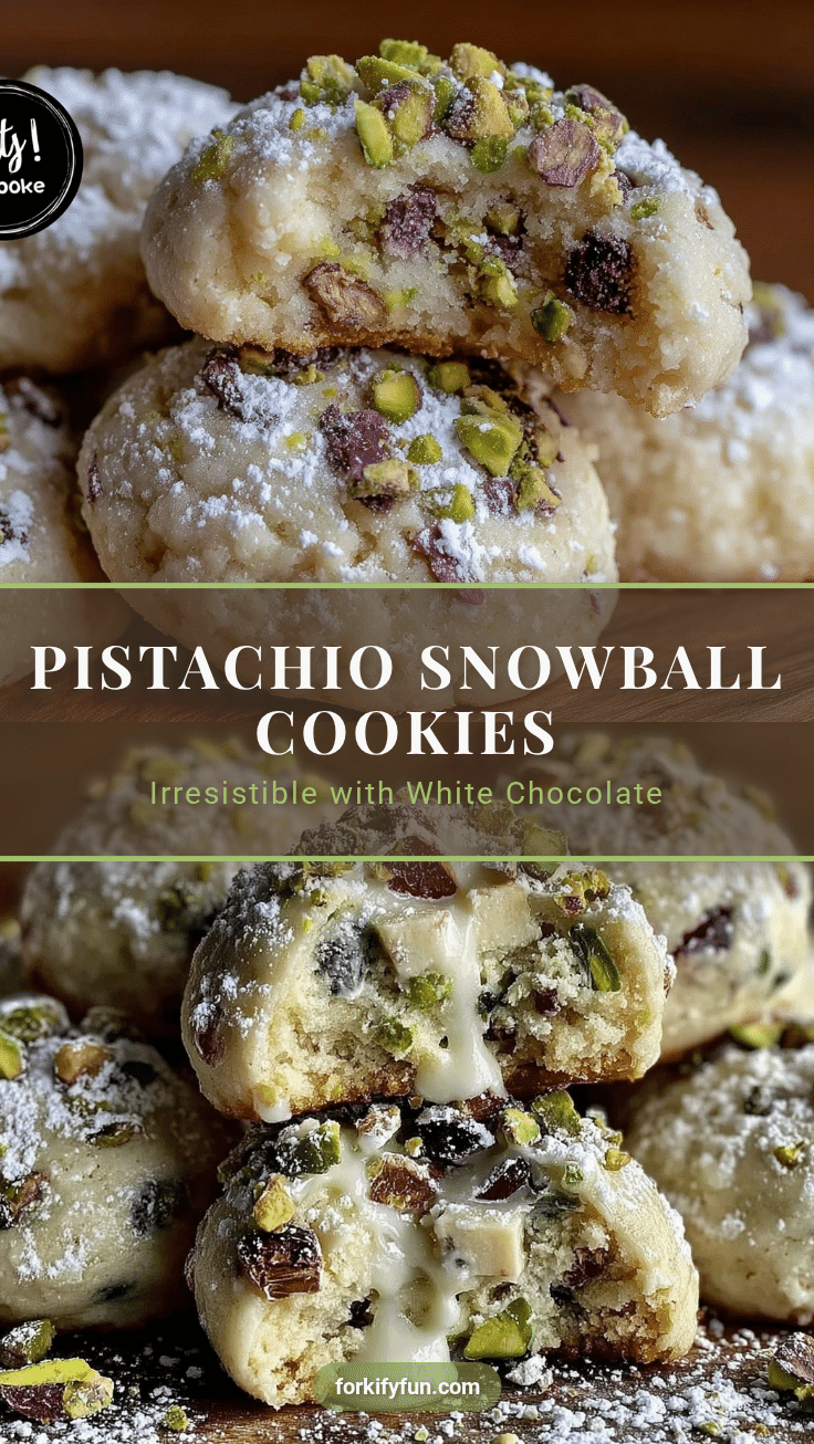 Pistachio White Chocolate Snowball Cookies recipe
