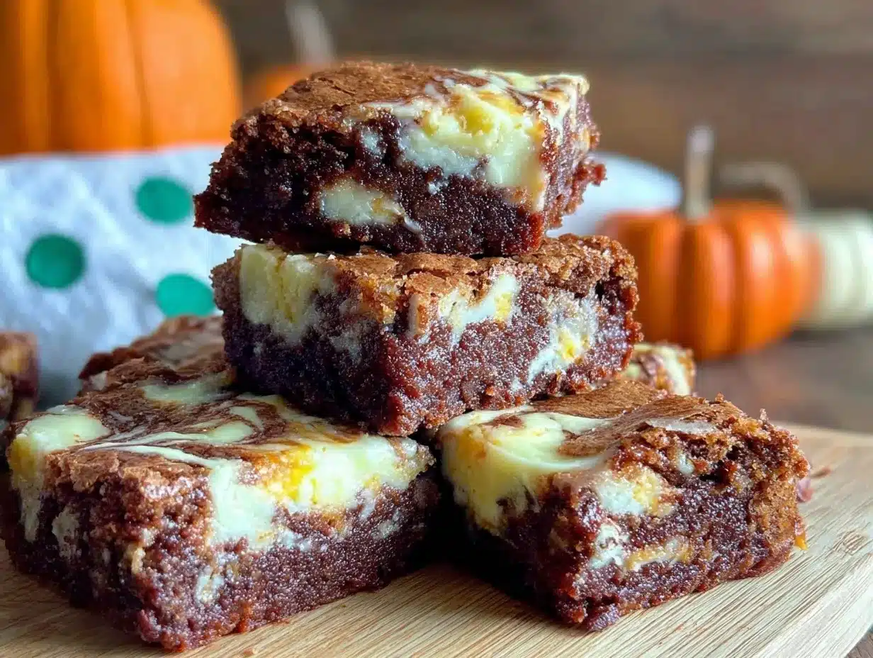 pumpkin spice cream cheese swirl brownies preparation steps
