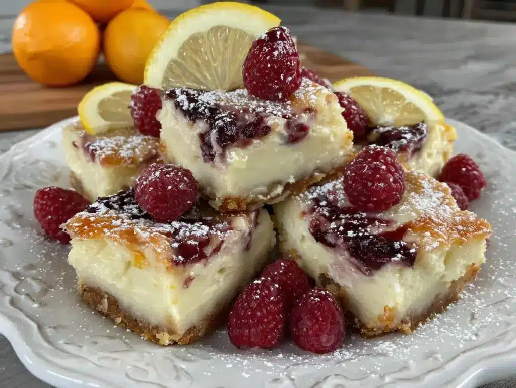 raspberry lemon cheesecake bars - featured image