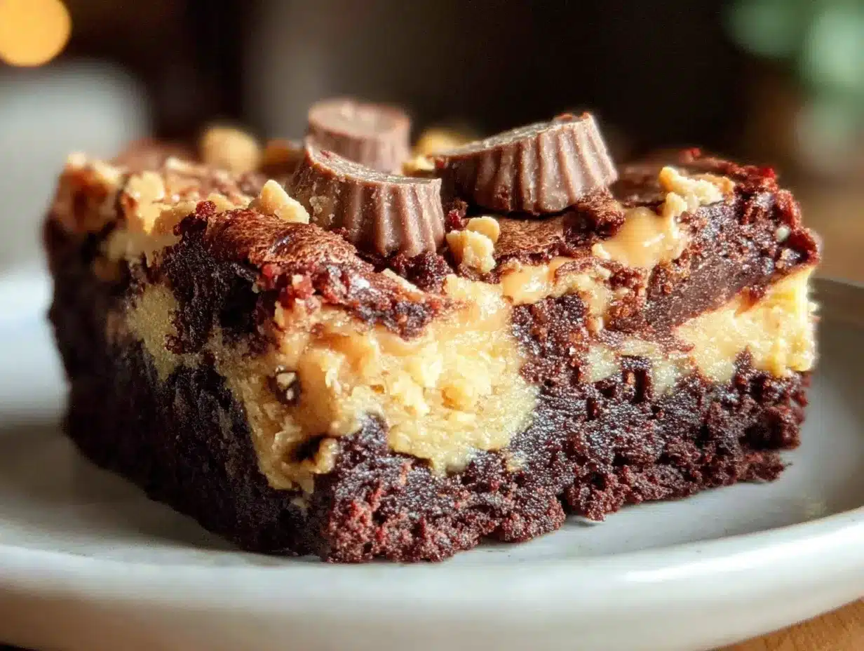Reese’s Peanut Butter Cup Brownie Swirl Cake preparation steps