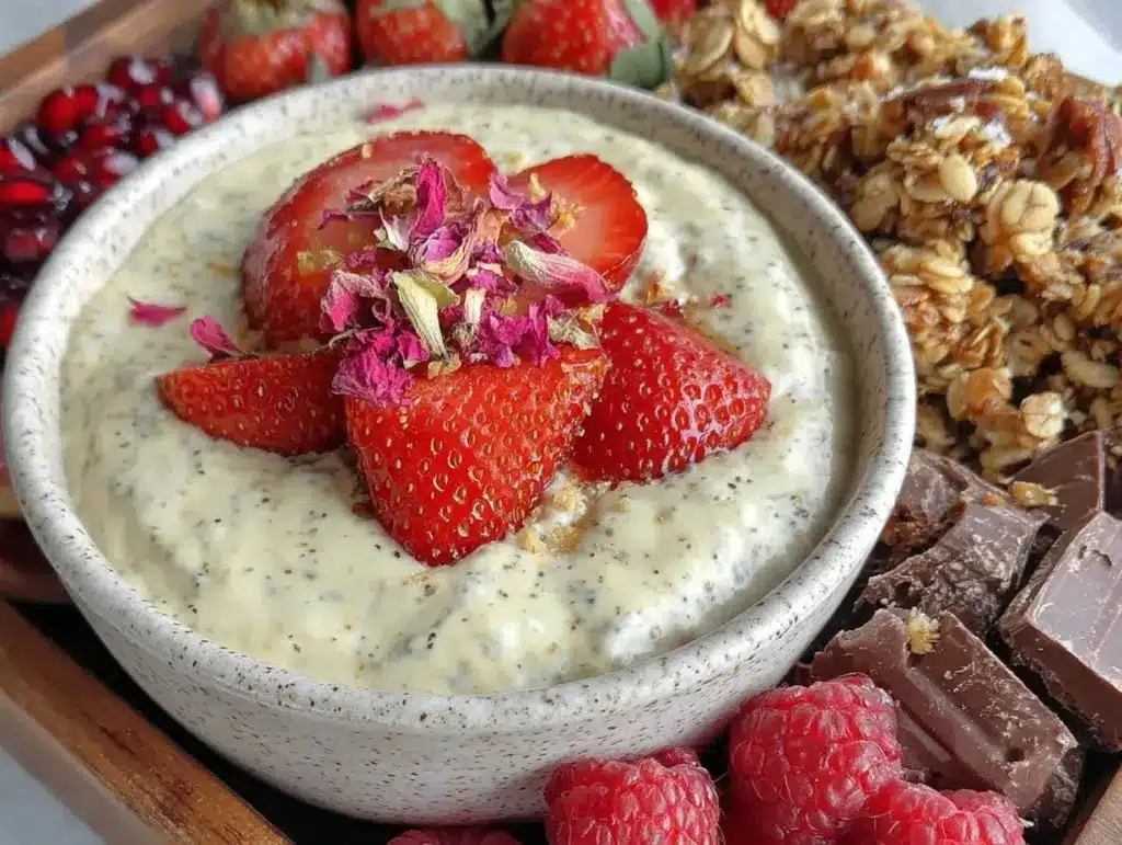 romantic strawberry chia pudding bowl - featured image